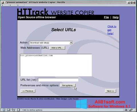 截圖 HTTrack Website Copier Windows 8.1