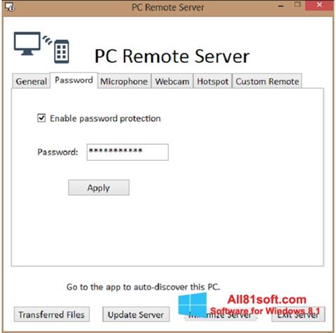 截圖 PC Remote Server Windows 8.1