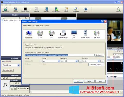 截圖 VideoPad Video Editor Windows 8.1