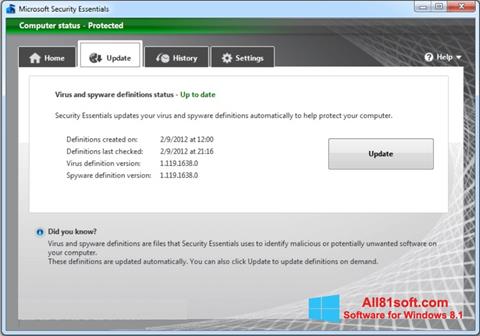 截圖 Microsoft Security Essentials Windows 8.1