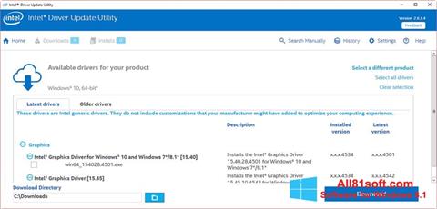 截圖 Intel Driver Update Utility Windows 8.1
